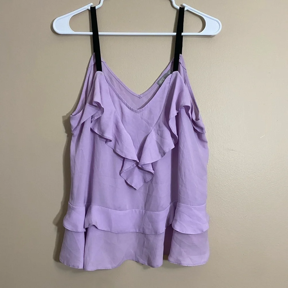 ASOS spaghetti strap lavender blouse ruffles size 8 - Picture 1 of 10